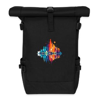 Gebäude Stadtbild Moderne Wolkenkratzer Stadt - Rolltop Rucksack - Schwarz - Vorne
