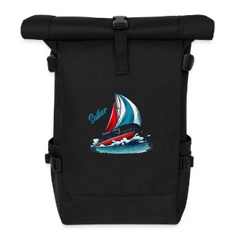 sailboat - Roll Top Backpack - black - Front
