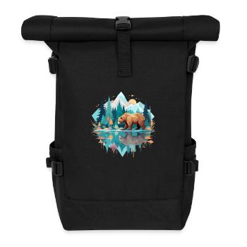 Bear Wildlife Animal Nature Outdoors Watercolour - Roll Top Backpack - black - Front