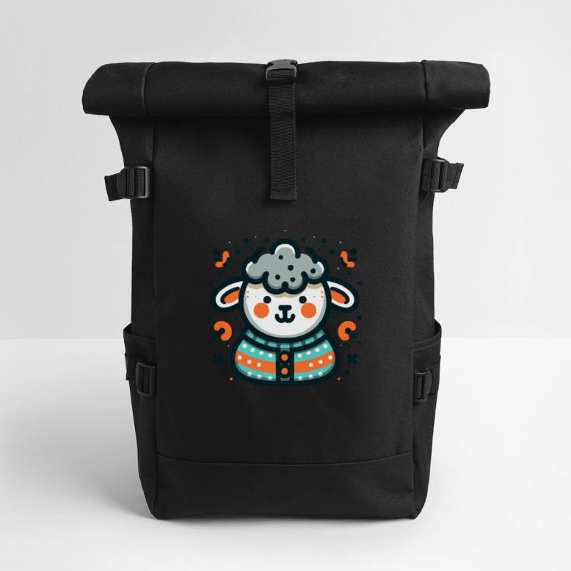 Süßes Schaf im Pullover Rolltop Rucksack