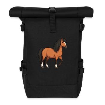 Icelandic pony reel - Roll Top Backpack - black - Front