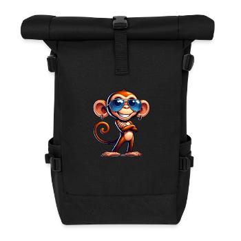 affe sonnenbrille - Rolltop Rucksack - Schwarz - Vorne