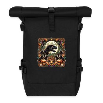 Dino Halloween Kürbis Katzen - Rolltop Rucksack - Schwarz - Vorne