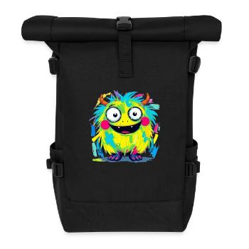 Bunte Monsterkunst - Niedlicher & verspielter Charakter - Rolltop Rucksack - Schwarz - Vorne