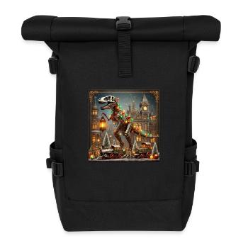Steampunk T-Rex Dinosaurier Weihnachten Dino - Rolltop Rucksack - Schwarz - Vorne