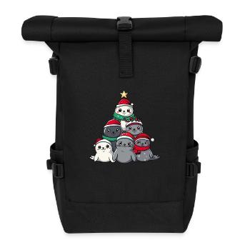 Robbe Weihnachten Christbaum - Rolltop Rucksack - Schwarz - Vorne