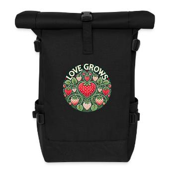 Love Grows Strawberry - Roll Top Backpack - black - Front