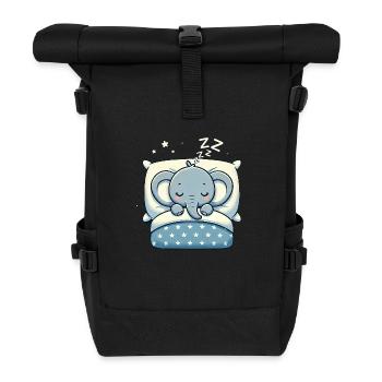 Elefant Sleeping In Bed At Night Time - Rolltop Rucksack - Schwarz - Vorne