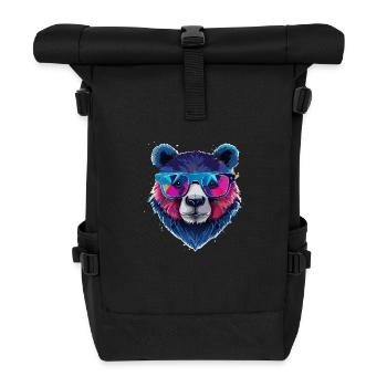 Ours,graffiti ,peinture , coloré,nerd - Sac à dos roll top - noir - Devant