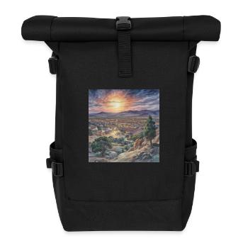 Sonnenuntergang über der antiken Stadt - Rolltop Rucksack - Schwarz - Vorne