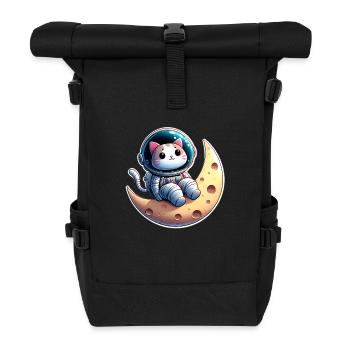 Chat astronaute mignon sur la lune - Sac à dos roll top - noir - Devant
