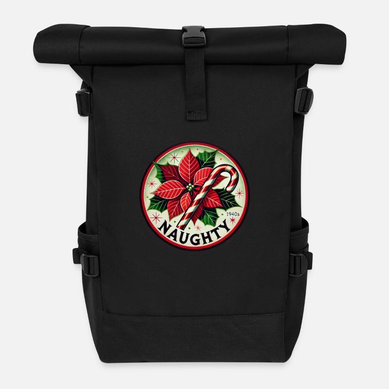 Freche Weihnachten - Rolltop Rucksack - Schwarz