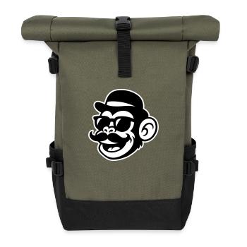 Affe Sir Mustache - Rolltop Rucksack - Olive/Schwarz - Vorne
