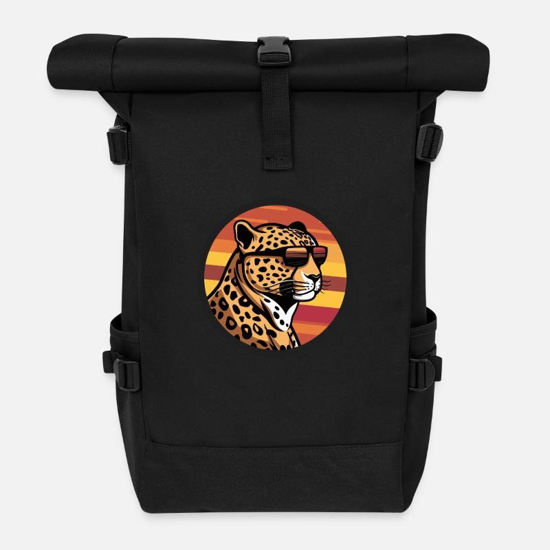 Leopard Comic Cool - Rolltop Rucksack - Schwarz