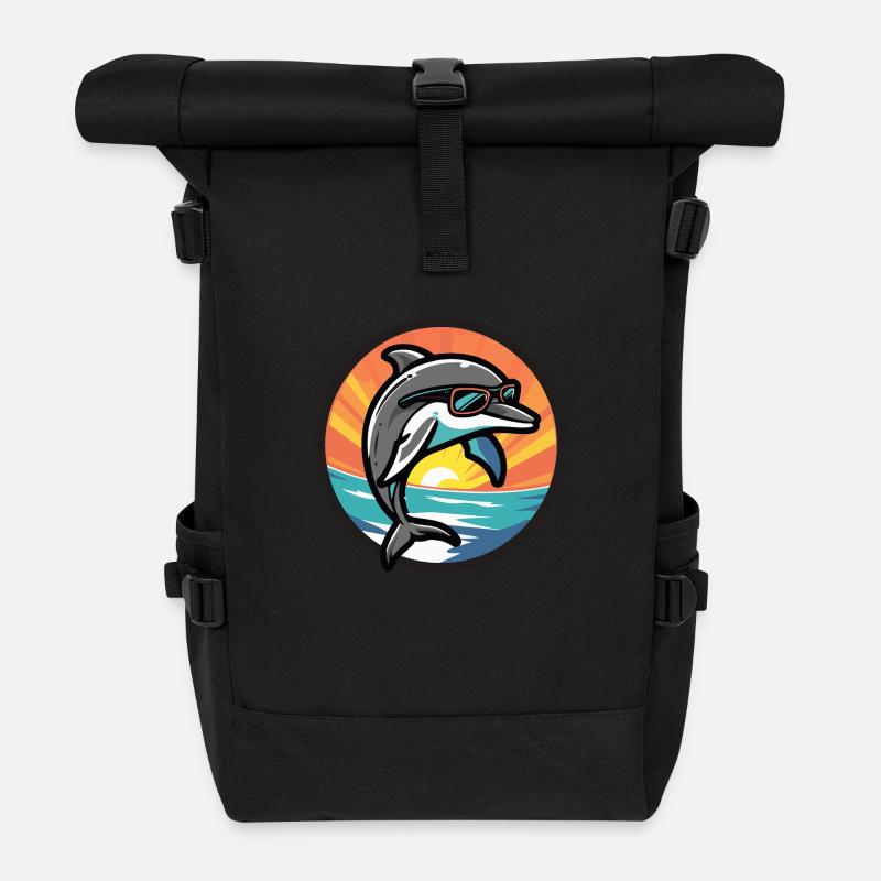 Delfin Cool Comic - Rolltop Rucksack - Schwarz