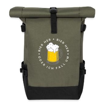 Bienen hier - Oder ich fall um! - Rolltop Rucksack - Olive/Schwarz - Vorne