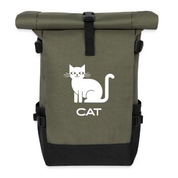 Silhouette de chat minimaliste Design d’amoureux des animaux de compagnie - Sac à dos roll top - olive/noir - Devant