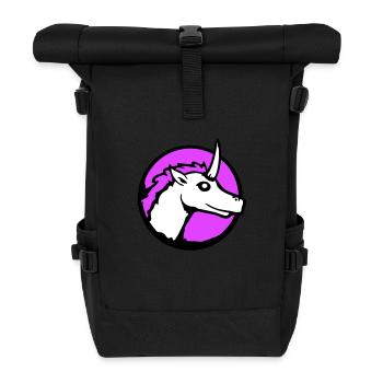 Einhorn Pink Süß Hübsch Freundlich Cartoon Pferd - Rolltop Rucksack - Schwarz - Vorne