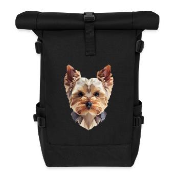 Yorkie Low Poly Art – stylisch & modern - Rolltop Rucksack - Schwarz - Vorne