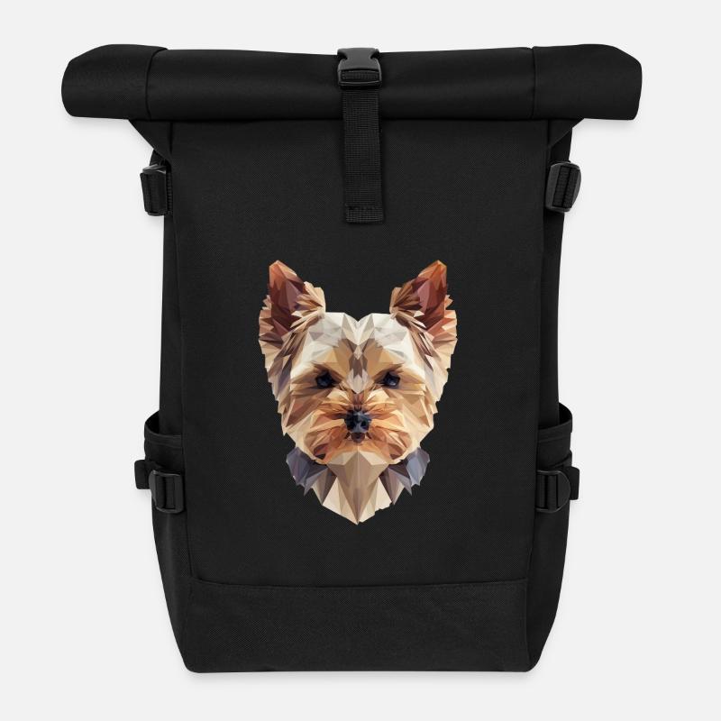 Yorkie Low Poly Art – stylish & modern - Roll Top Backpack - black