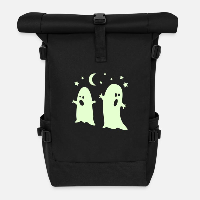 glow in the dark ghosts - Rolltop Rucksack - Schwarz