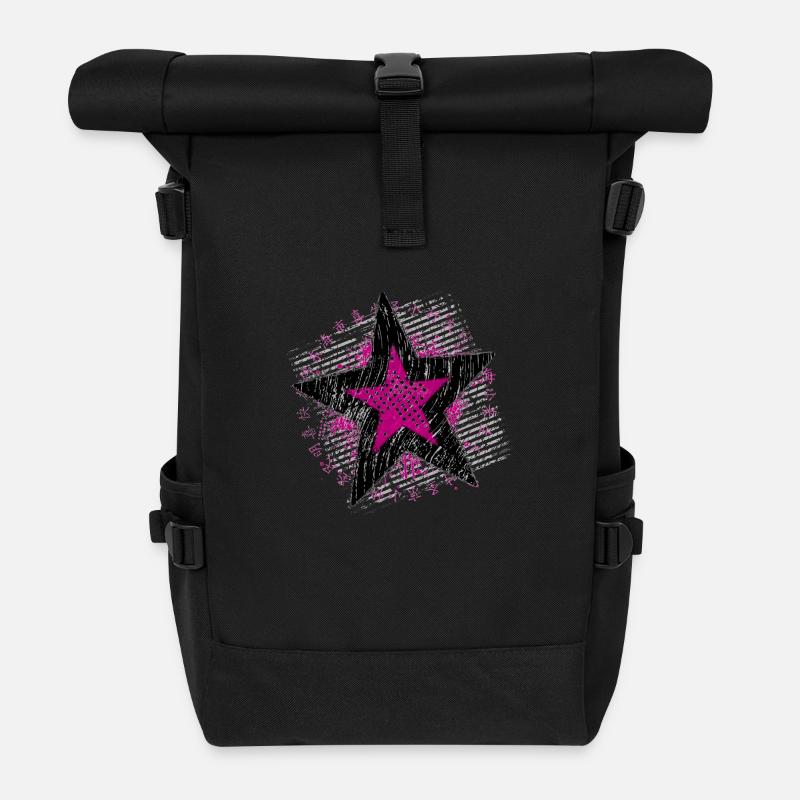 Big Star (black / purple) - Roll Top Backpack - black