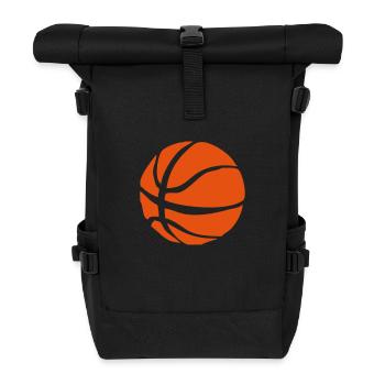 basketball_orange_2 - Roll Top Backpack - black - Front