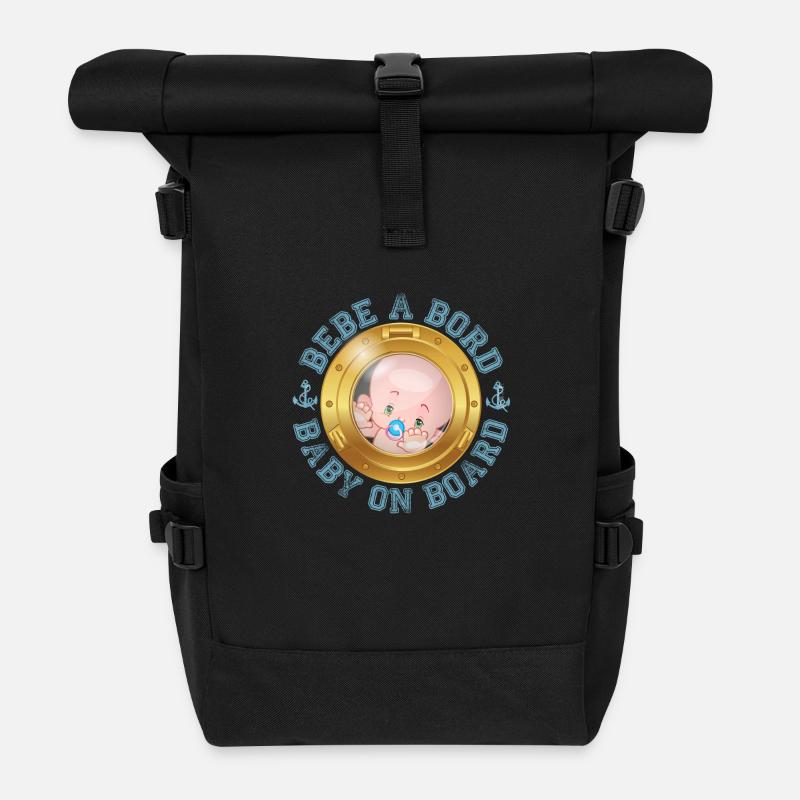Bébé à bord - Sac à dos roll top - noir