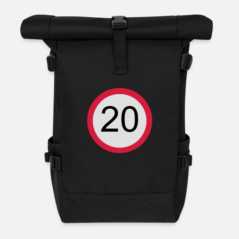 20 - Geburtstag - Rolltop Rucksack - Schwarz