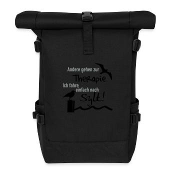Therapie Sylt - Rolltop Rucksack - Schwarz - Vorne