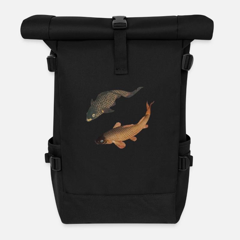 Zwei japanische Kois - Rolltop Rucksack - Schwarz
