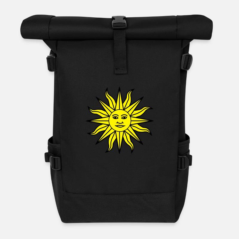 Sun Face - Roll Top Backpack - black
