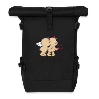 Engel_Teufel _schwarz - Rolltop Rucksack - Schwarz - Vorne