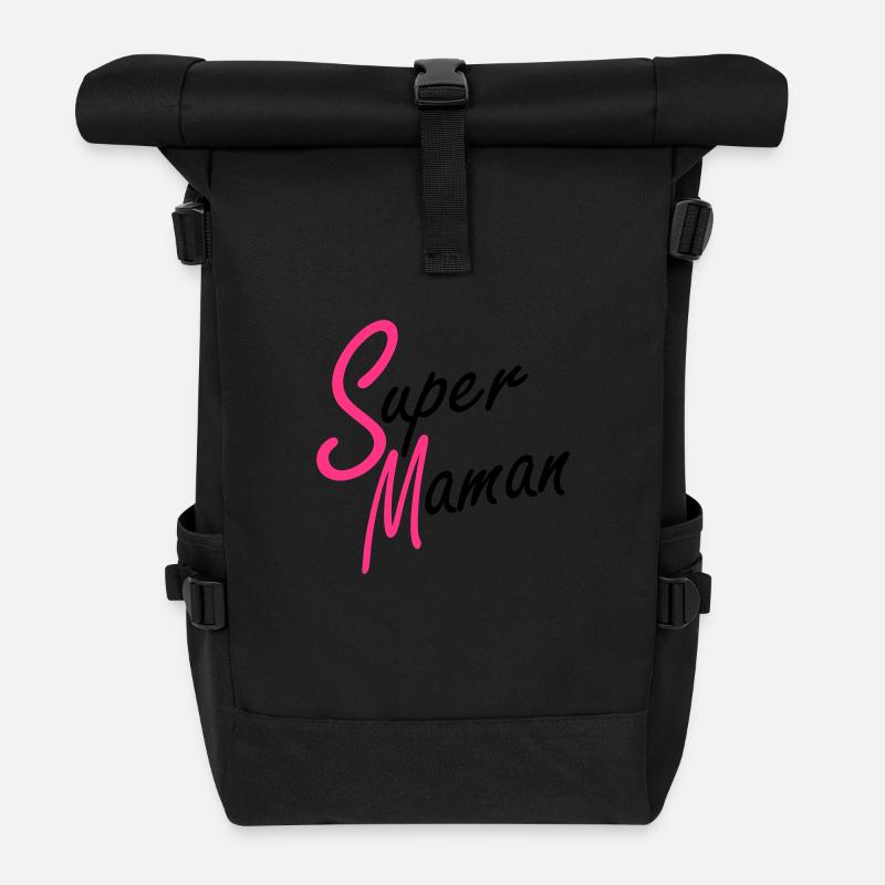Super Maman - Sac à dos roll top - noir