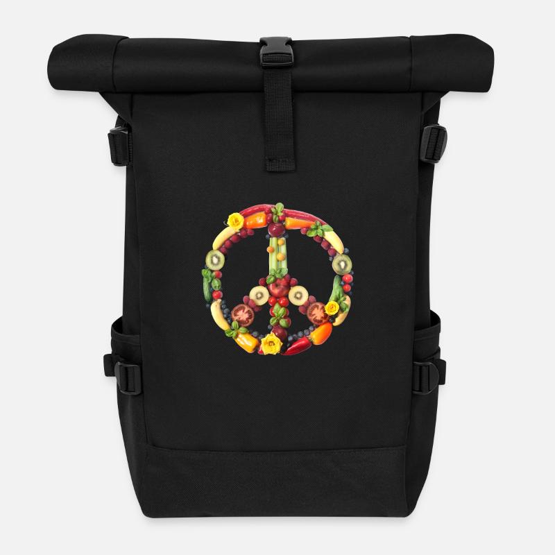 Peacezeichen Rosen - Rolltop Rucksack - Schwarz