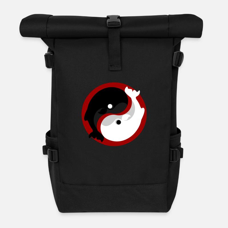 Yin Yang Wal - Rolltop Rucksack - Schwarz