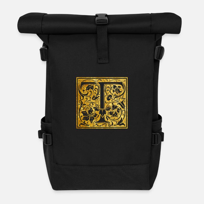 Initials-T - Rolltop Rucksack - Schwarz