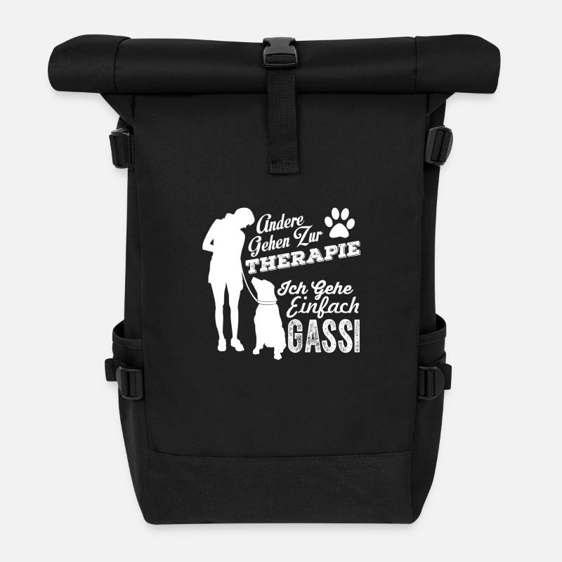 Gassi statt Therapie - Rolltop Rucksack - Schwarz