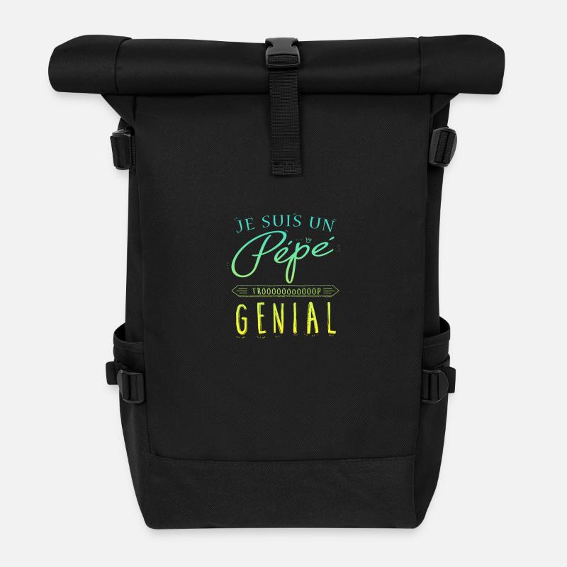 pépé génial - Sac à dos roll top - noir