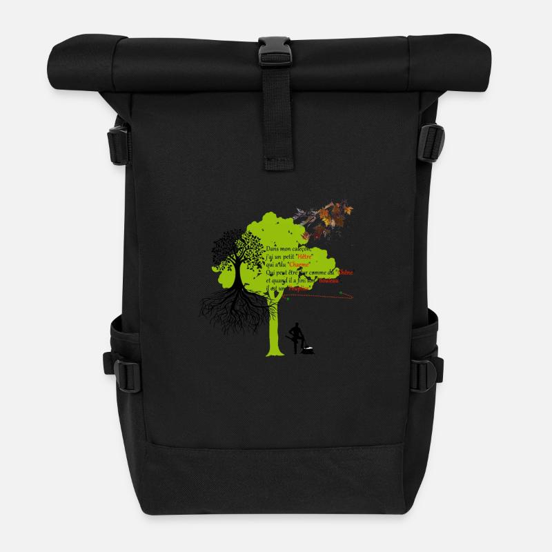 homme_arbres - Sac à dos roll top - noir