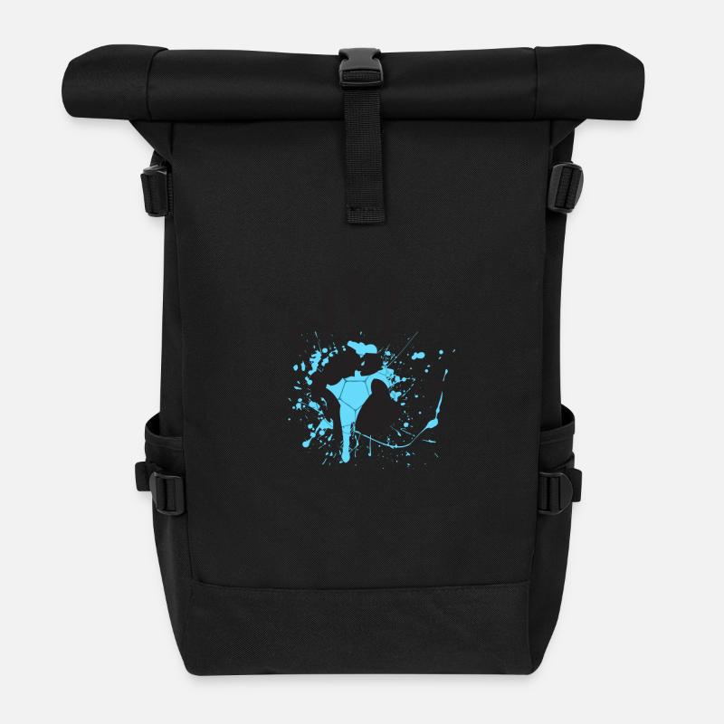 Blue Hand large - Roll Top Backpack - black
