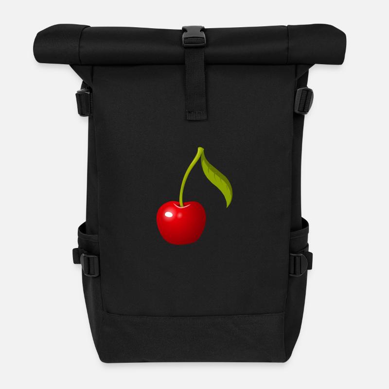 Kirsche - Rolltop Rucksack - Schwarz
