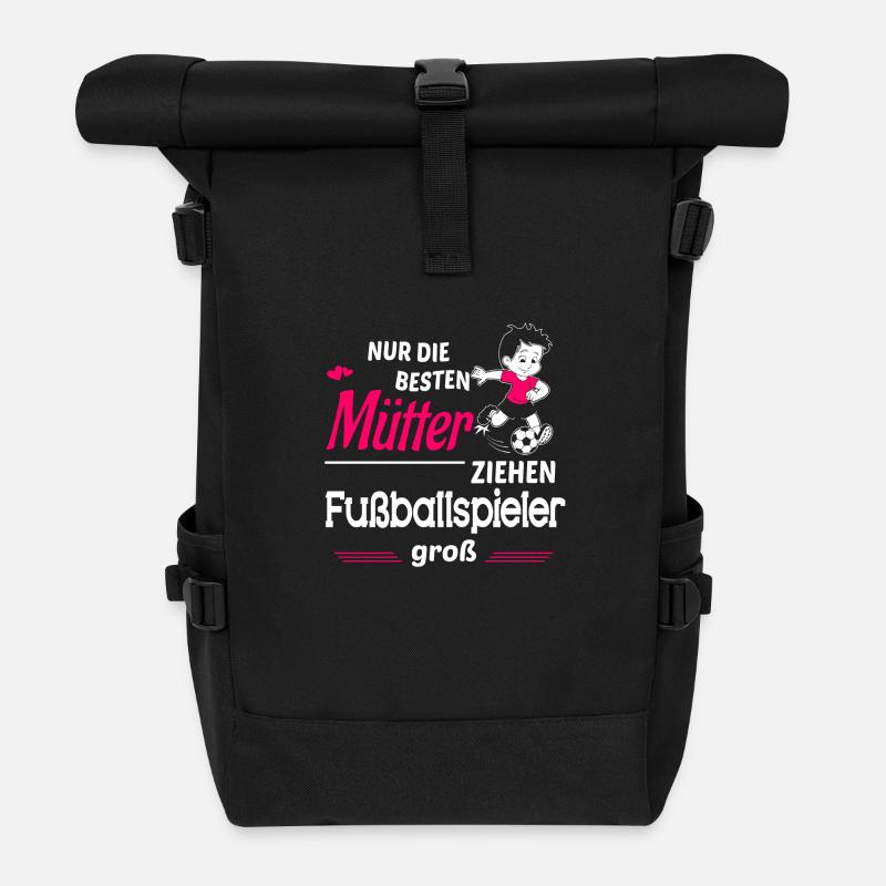 Mama Fußball - Rolltop Rucksack - Schwarz