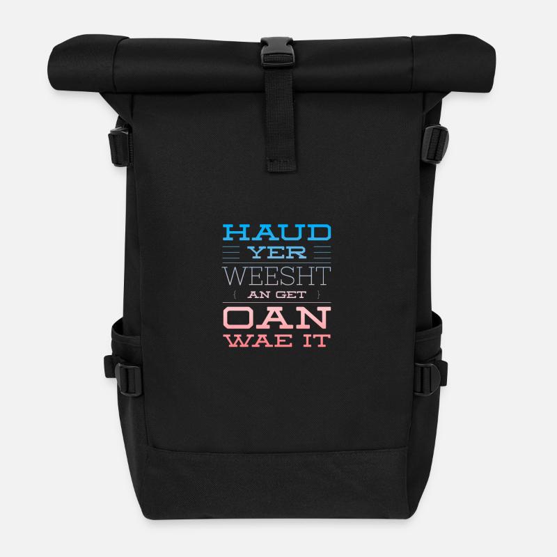 Haud Yer Weesht In red & Blue - Roll Top Backpack - black