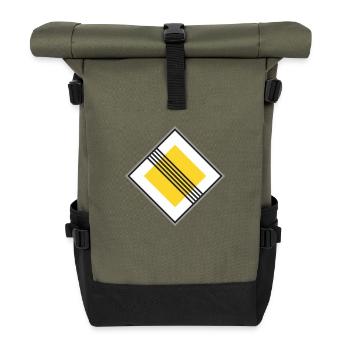 Road sign Yellow restriction - Roll Top Backpack - olive/black - Front