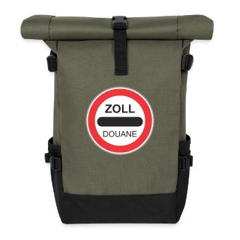 Road sign zoll douane - Roll Top Backpack - olive/black - Front
