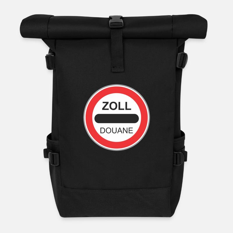 Verkehrsschild zoll douane - Rolltop Rucksack - Schwarz