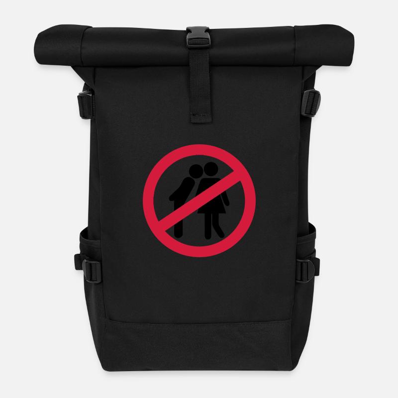 Küssen verboten - Rolltop Rucksack - Schwarz
