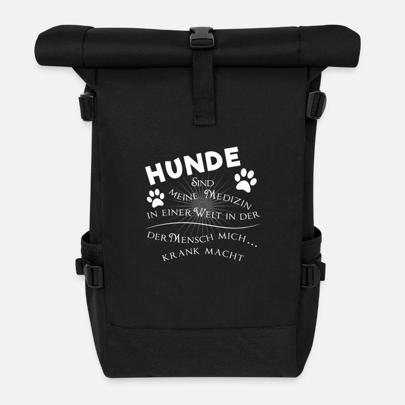 Hunde sind meine Medizin - Rolltop Rucksack - Schwarz
