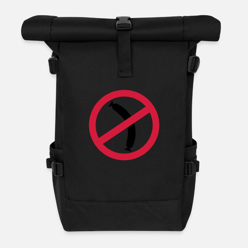 Wurst - Vegetarier - Rolltop Rucksack - Schwarz